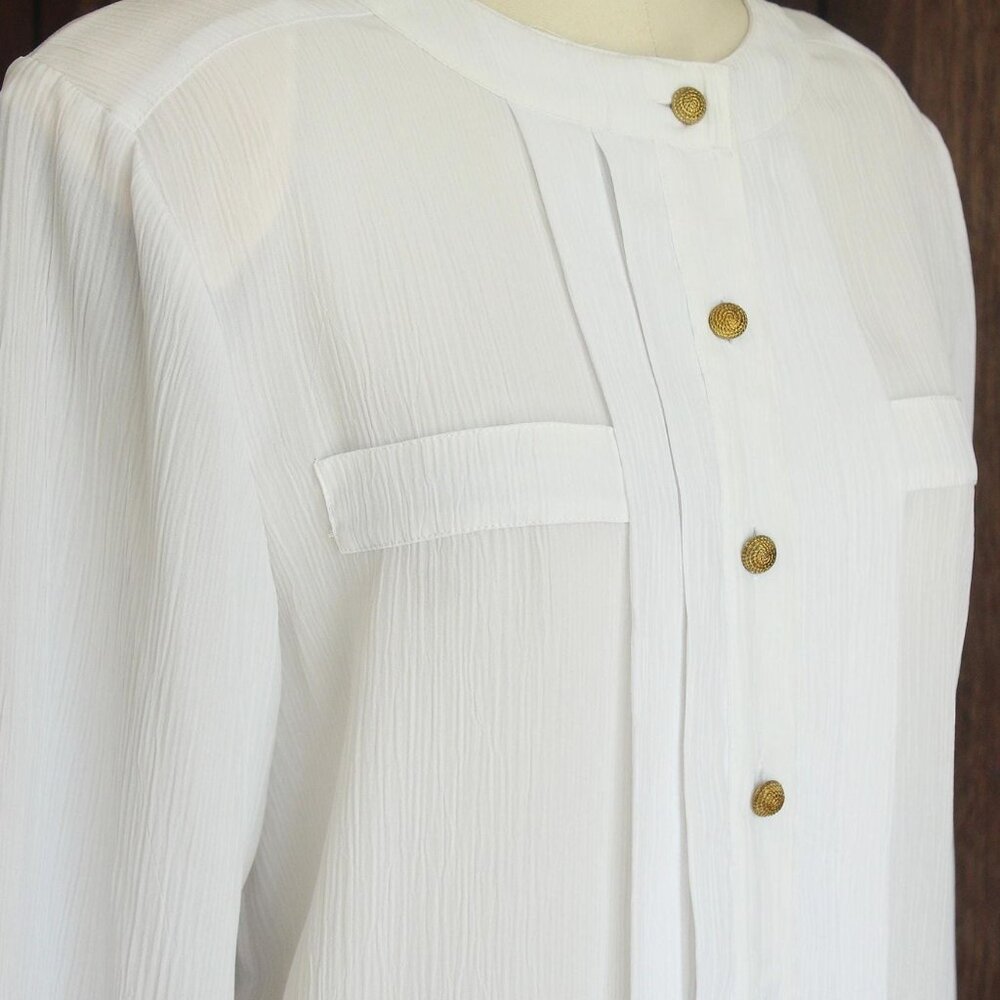 Vintage 1980s 1990s Blouse, Volup Laura & Jayne White Button Down Shirt, Grandma - Picture 6 of 10